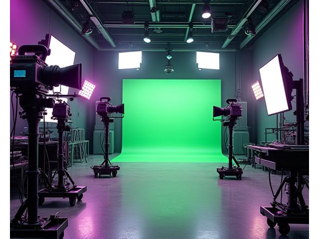 Estudio de cine o TV completamente equipado con cámaras y luces