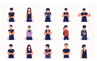 Ilustración de diferentes gestos y poses corporales representando diversas culturas.