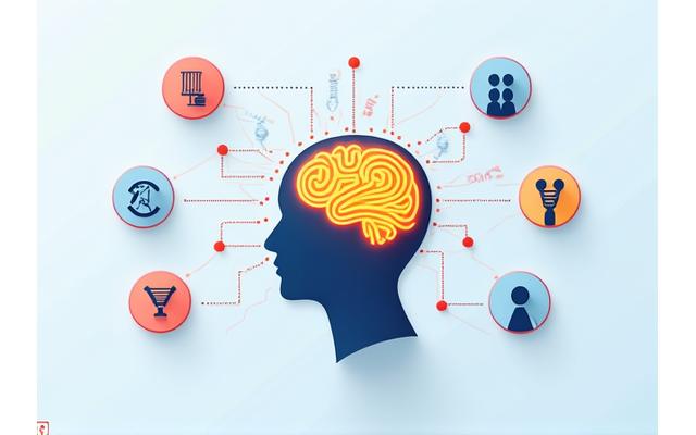 Infografía mostrando conexiones cerebrales y símbolos de creatividad y bienestar, ilustrando los beneficios cognitivos del teatro en adultos mayores.