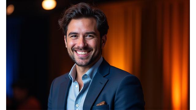 Andrés López, actor de teatro, sonriendo tras una actuación
