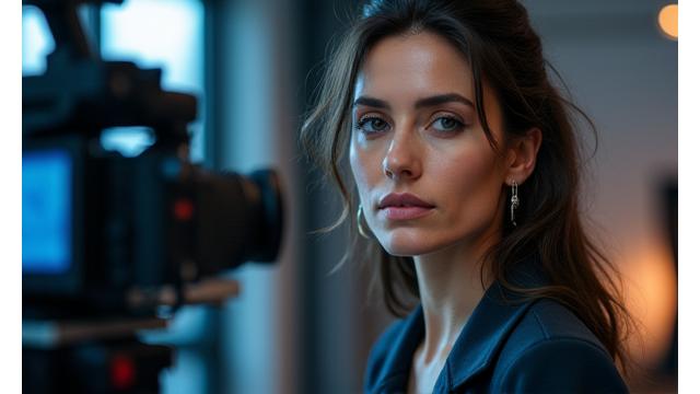 Carmen Ruíz, actriz de cine, en un set de grabación